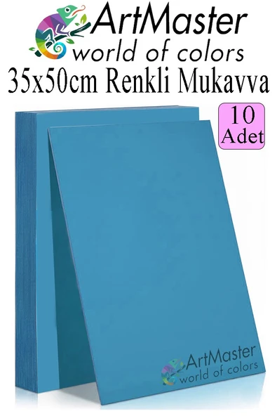 Mavi Renkli Mukavva 35x50 cm 10 Adet 1 Paket Renkli Sert Karton 1.0 mm Anasınıfı Hobi Etkinlik Okul Öncesi Elişi ürün görseli 1