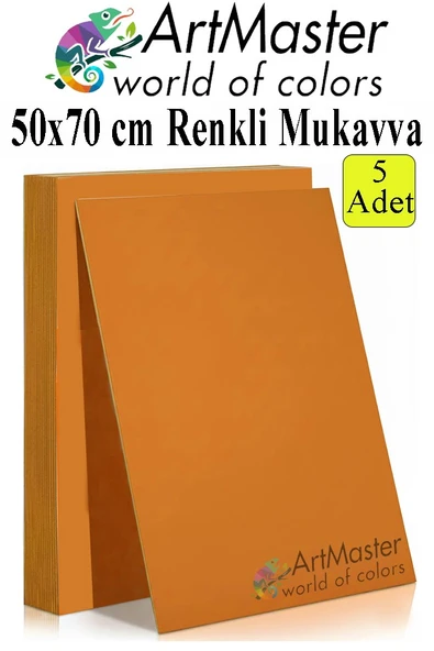 Turuncu Renkli Mukavva 50x70 cm 5 Adet 1 Paket Renkli Sert Karton 1.0 mm Anasınıfı Hobi Etkinlik Okul Öncesi Elişi ürün görseli 1