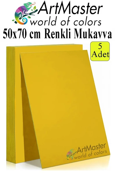 Sarı Renkli Mukavva 50x70 cm 5 Adet 1 Paket Renkli Sert Karton 1.0 mm Anasınıfı Hobi Etkinlik Okul Öncesi Elişi ürün görseli 1