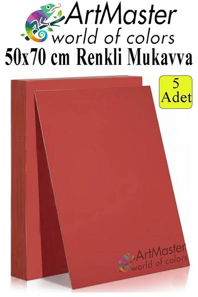 Kırmızı Renkli Mukavva 50x70 cm 5 Adet 1 Paket Renkli Sert Karton 1.0 mm Anasınıfı Hobi Etkinlik Okul Öncesi Elişi ürün görseli 1
