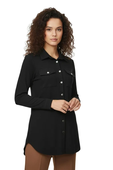 Kadın Düğmeli Cep Modelli Tunik BGL-ST05191 - Resim 8
