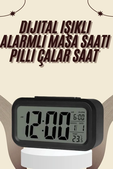 Dijital Masa Saati Termometreli Takvim Çalar Saat Led Ekran Pilli ürün görseli 1