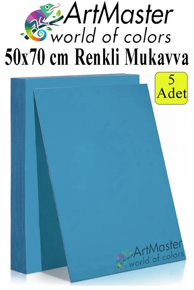 Mavi Renkli Mukavva 50x70 cm 5 Adet 1 Paket Renkli Sert Karton 1.0 mm Anasınıfı Hobi Etkinlik Okul Öncesi Elişi ürün görseli 1