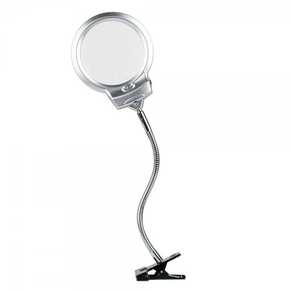 2.5 X 130 MM 5X24 MM LED Aydınlatmalı Büyüteç Masa üstü Metal Hortum Mandallı MG15124-C ürün görseli 1