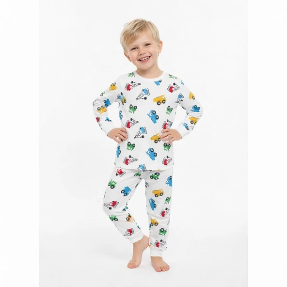 Kepçe Desenli Erkek Çocuk Pijama Takım ürün görseli 1