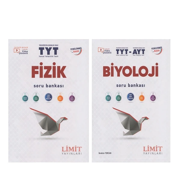 Limit Yayınları TYT Fizik ve TYT AYT Biyoloji Soru Bankası 2 Kitap Set ürün görseli 1
