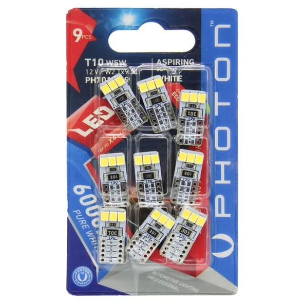 Unıversal T10 W5w 12v 10smd Led (9'lu Blister) - Photon Ph7010 B9 ürün görseli 1