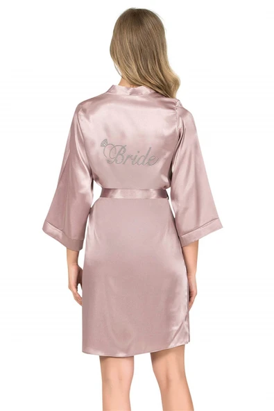 Vizon Kısa Saten Bride Sabahlık ürün görseli 1