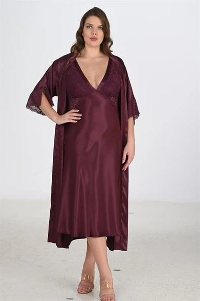 2li Mürdüm Sabahlık Takımı Bigsize 6223 ürün görseli 1