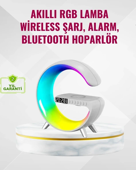 Akıllı Uyku Lambası Gündoğumu Alarmı Kablosuz Şarj Ve Müzik Çalar ürün görseli 1
