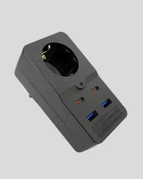 Akıllı Akım Dengelemeli Priz 2500w 4 Usb Type C Çıkışlı - Resim 5