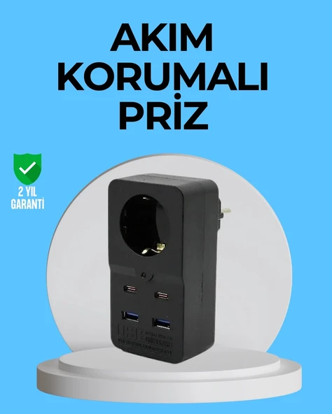 Termal Korumalı Priz Otomatik Çocuk Kilidi 4 Usb Type C ürün görseli 1