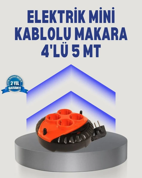 5 Metre Uzatma Kablolu 4 Prizli Makara Kırmızı ürün görseli 1