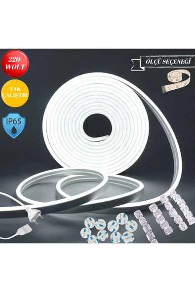 neeko 220 WOLT BEYAZ POWER LEDLİ NEON TAK ÇALIŞTIR FİŞLİ ÖLÇÜ SEÇENEKLİ 7 METRE ürün görseli 1
