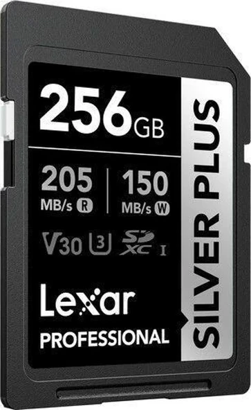 Lexar Professional 256GB 205 MB/s Silver Plus SD Hafıza Kartı ürün görseli 1