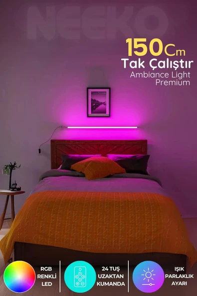 neeko Uzaktan Kumandalı Led Abajur Aplik Gece Lambası Kumandalı 150 Cm ürün görseli 1