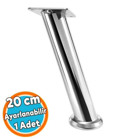 (20 CM) Tablalı Dereceli Ayarlanabilir Krom Metal Baza TV Ünitesi Koltuk Mobilya Ayağı (+2CM) ürün görseli 1