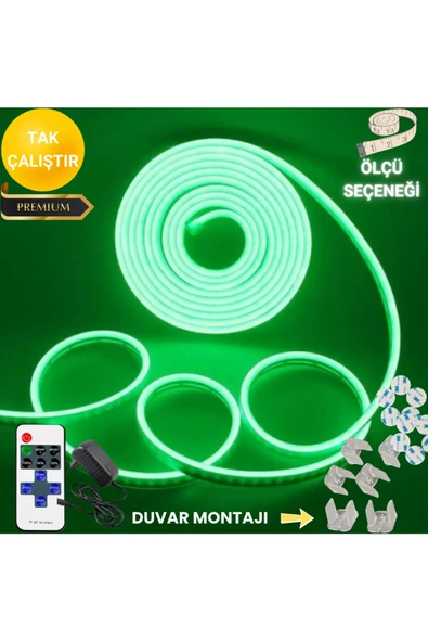 neeko Neon Esnek Şerit Led Tak Çalıştır Kumandalı - Dimmer- Yeşil 2 metre ürün görseli 1