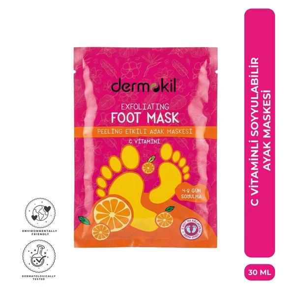 Dermokil C Vitaminli Peeling Etkili Soyulabilen Çorap Tipi Ayak Maskesi 30 ml ürün görseli 1