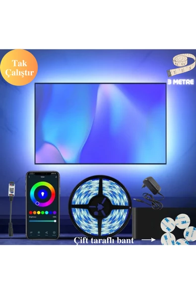 neeko Tv Arkası Yatak Odası Çocuk Odası Mutfak Rgb Şerit Led Telefon Kontrollü Tak Çalıştır 4 Metre ürün görseli 1