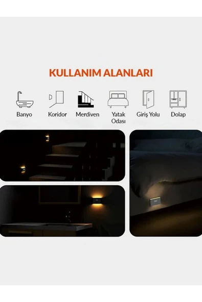 neeko Çift yönlü şarjlı taşınabilir sensörlü mini aplik 2 Adet - Resim 5