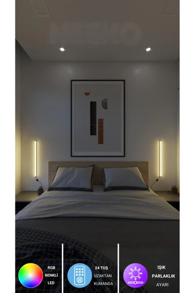 neeko 2 Adet Mini Uzaktan Kumandalı Rgb Led 16 Renk Aplik ürün görseli 1