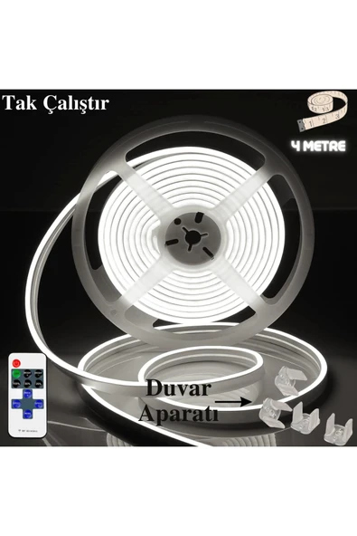 neeko Neon Esnek Şerit Led Tak Çalıştır Kumandalı - Beyaz 4 Metre ürün görseli 1