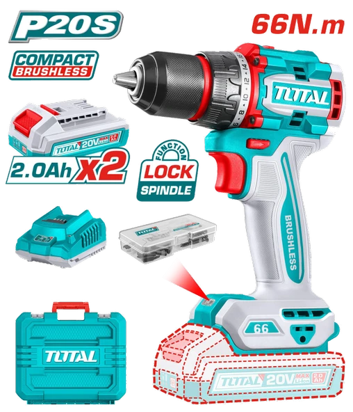 TOTAL LI-ION AKÜLÜ DARBESİZ MATKAP TDLI20668E ürün görseli 1