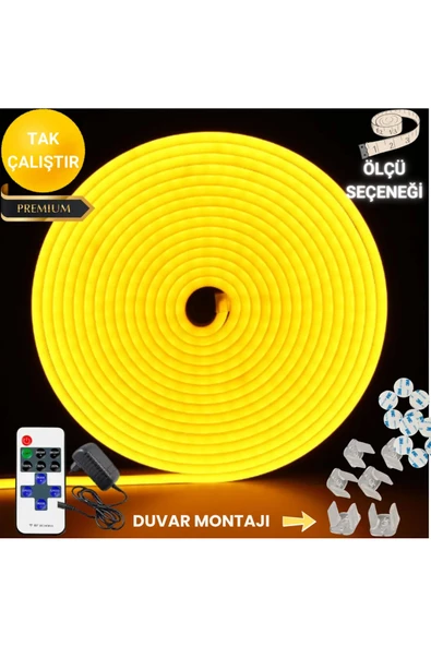 neeko Neon Esnek Şerit Led Tak Çalıştır Kumandalı - Dimmer- Sarı 2 Metre ürün görseli 1
