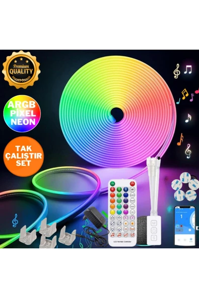 neeko 5mt Şerit Neon Led Animasyonlu Kumandalı Ve Telefon Kontrollü Sese Ve Müziğe Duyarlı Magic Led Argb ürün görseli 1
