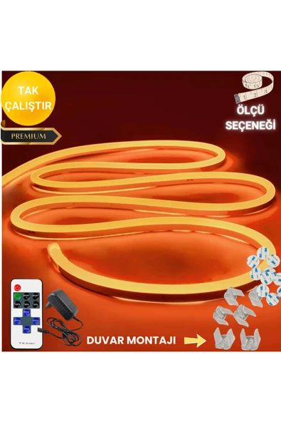 neeko Neon Esnek Şerit Led Tak Çalıştır Kumandalı - Dimmer- Turuncu 2 metre ürün görseli 1