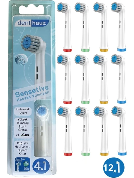 Rovexa Sensetive - Ekstra Yumuşak Oral B Şarjlı Diş Fırçası Yedek Başlığı - 12 Adet Yedek Başlık ürün görseli 1
