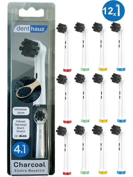 Rovexa Charcoal - Aktif Karbon Ekstra Beyazlık Oral B Şarjlı Diş Fırçası Yedek Başlığı - 12'li Yedek Başlık ürün görseli 1