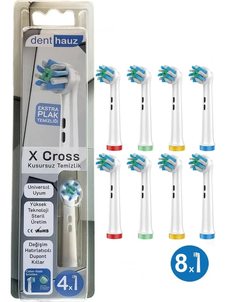Rovexa X Cross - Çapraz Açılı Kusursuz Temizlik Oral B Şarjlı Diş Fırçası Yedek Başlığı - 8'li Yedek Başlık ürün görseli 1