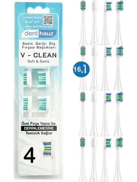 Rovexa V Clean Sonic Soft Temizlik - Philips Sonicare Uyumlu 16 Adet Yedek Başlık ürün görseli 1