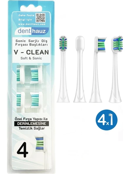 Rovexa V Clean Sonic Soft Temizlik - Philips Sonicare Uyumlu 4 Adet Yedek Başlık ürün görseli 1