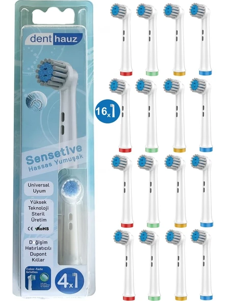 Rovexa Sensetive - Ekstra Yumuşak Oral B Şarjlı Diş Fırçası Yedek Başlığı - 16 Adet Yedek Başlık ürün görseli 1