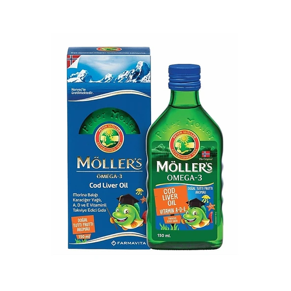 Möllers Omega-3 Cod Liver Oil Doğal Tutti Frutti Aromalı Takviye Edici Gıda 150 ml ürün görseli 1