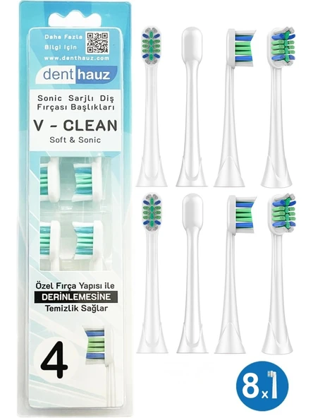 Rovexa V Clean Sonic Soft Temizlik - Philips Sonicare Uyumlu 8 Adet Yedek Başlık ürün görseli 1
