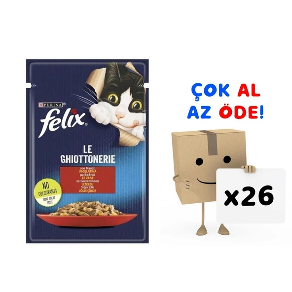Felix Sığır Etli Yetişkin Kedi Konservesi 85gr 26'lı Paket ürün görseli 1