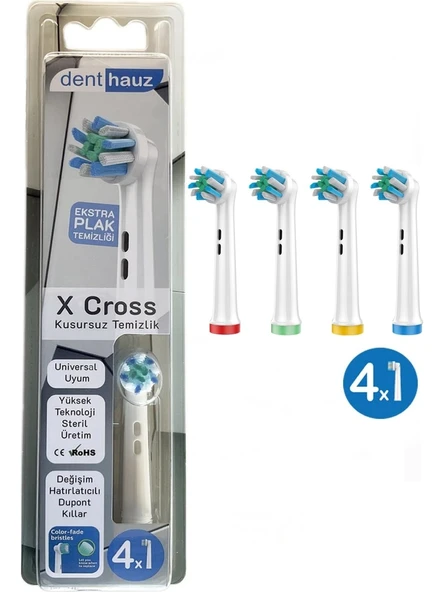 Rovexa X Cross - Çapraz Açılı Kusursuz Temizlik Oral B Şarjlı Diş Fırçası Yedek Başlığı - 4'lü Yedek Başlık ürün görseli 1