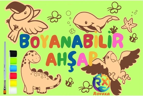 Rovexa Eğitici Ahşap Boyama Oyuncak Aktivite Yaz Okulu Kreş Kurs Anaokulu Etkinlik Sanat Seti 12li ürün görseli 1