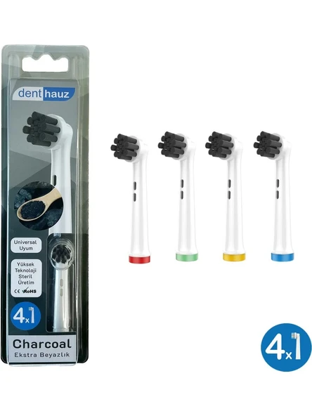 Rovexa Charcoal - Aktif Karbon Ekstra Beyazlık Oral B Şarjlı Diş Fırçası Yedek Başlığı - 4'lü Yedek Başlık ürün görseli 1