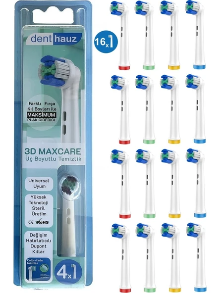 Rovexa 3D Maxcare - 3 Boyutlu Temiizlik Oral B Şarjlı Diş Fırçası Yedek Başlığı - 16 Adet Yedek Başlık ürün görseli 1