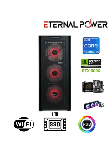 Eternal Power Intel i9 14900K RTX 5090 Gaming PC | 16GB DDR5 | 1TB NVMe M.2 | B760M WiFi | 750W | 240mm Sıvı Soğutma ürün görseli 1