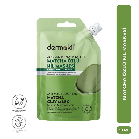 Dermokil Akne ve Siyah Nokta Karşıtı Matcha Özlü Kil Maskesi 30 ml ürün görseli 1
