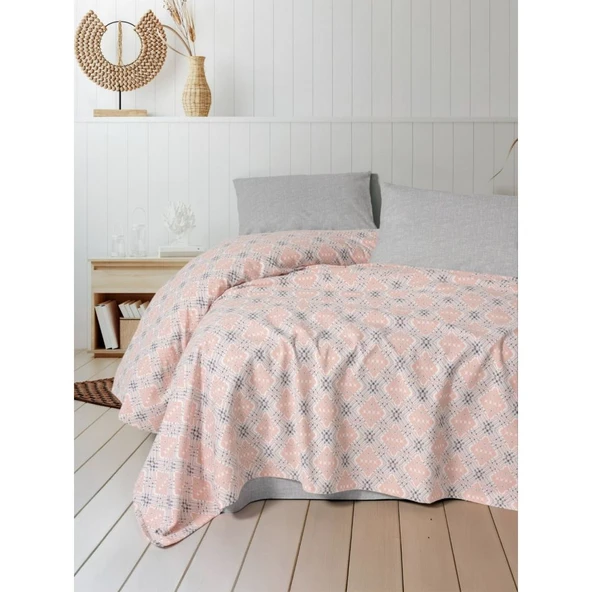 FIXE BASKILI CIFT KISILIK PIKE TAKIMI FINE PEMBE ürün görseli 1