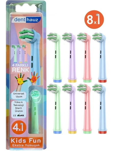 Rovexa Kids Fun - Çocuklara Özel Extra yumuşak Oral B Şarjlı Diş Fırçası Yedek Başlığı - 8'li Yedek Başlık ürün görseli 1