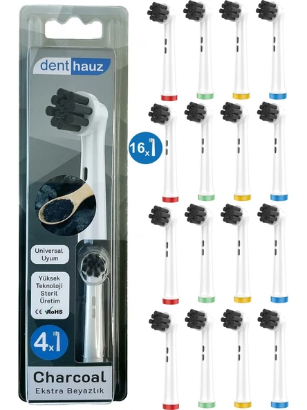 Rovexa Charcoal - Aktif Karbon Ekstra Beyazlık Oral B Şarjlı Diş Fırçası Yedek Başlığı - 16'lı Yedek Başlık ürün görseli 1