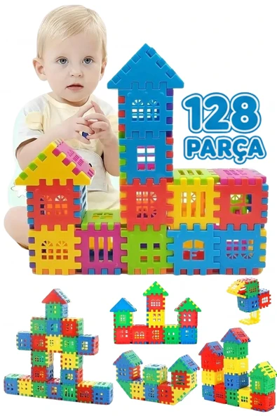 Rovexa 128 Parça Yapı Oyuncak Puzzle Blok 3D Tasarım Yeteneğini Geliştiren Eğlenceli Bilişsel Yapı Taşları ürün görseli 1